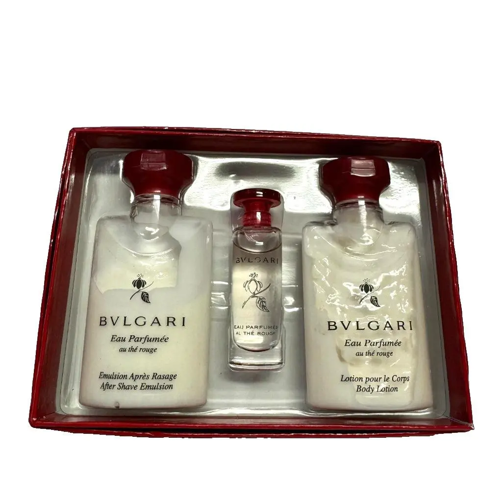 Bvlgari Eau Parfumee Au The Rouge Cologne Body Lotion After Shave 3pc Gift Set