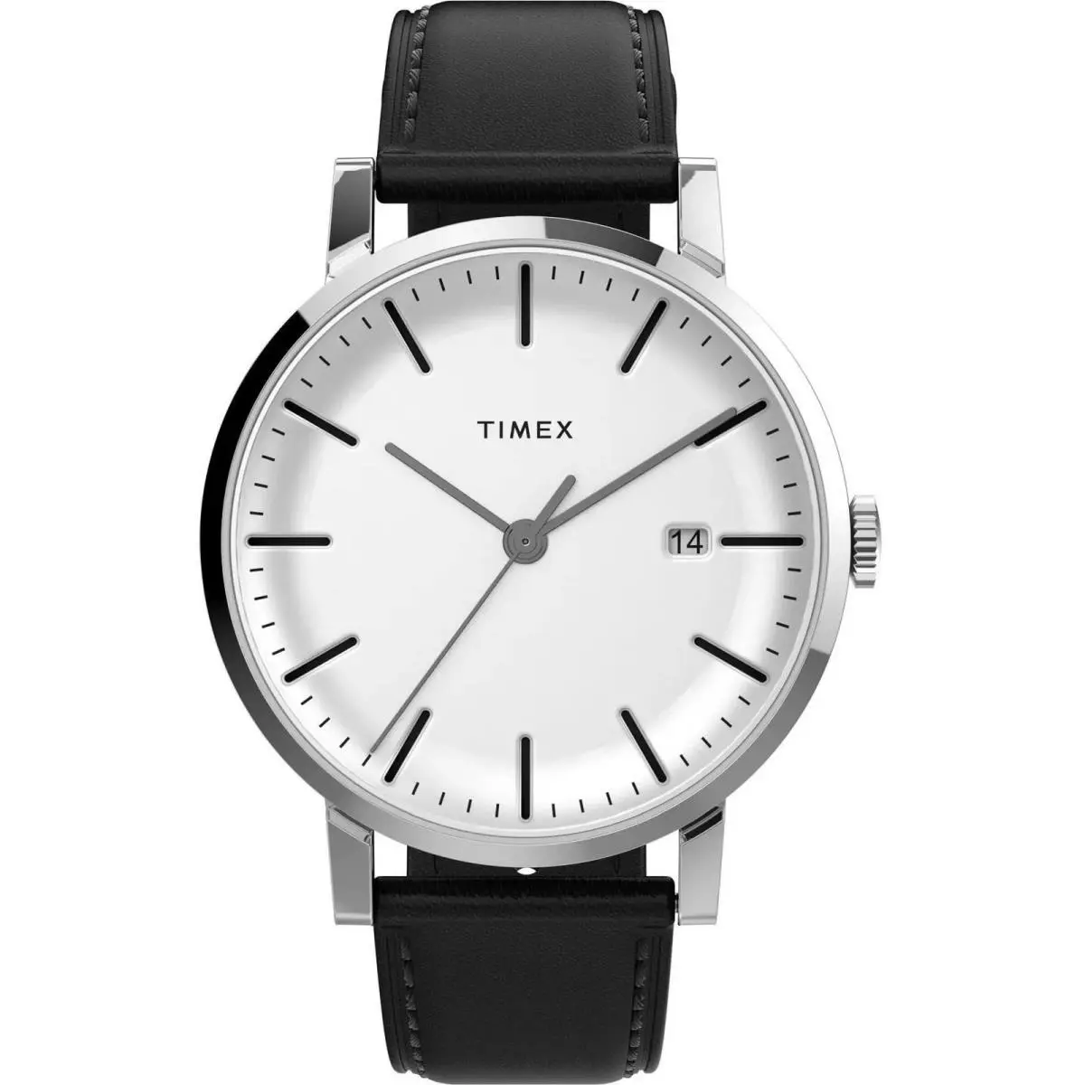 Timex TW2V36300VQ Midtown Men`s 38mm Stainless Steel Black Leather Watch