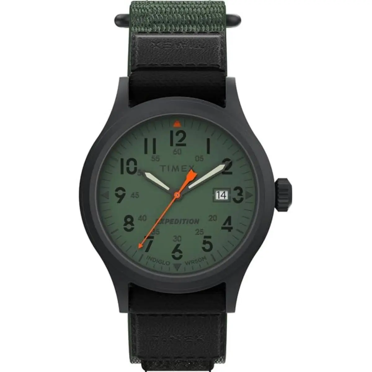 Timex TW4B29800JT Men`s Expedition Scout 40mm Black Brass Green Fabric Watch