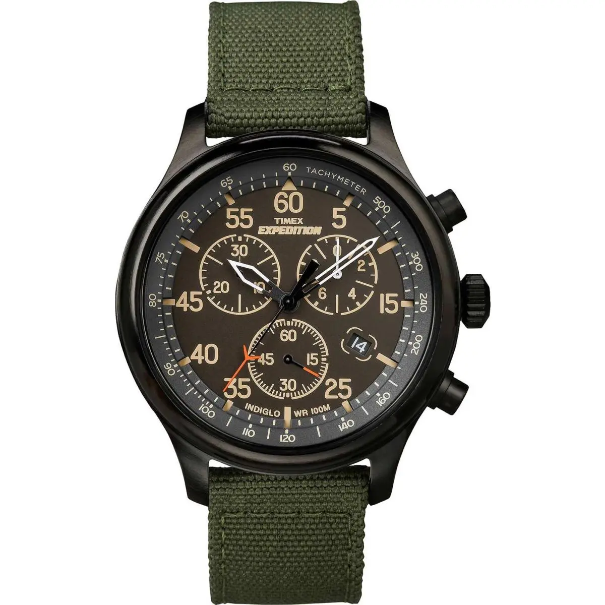 Timex TW4B10300 Men`s Analog Chronograph Round Watch Green Nylon Strap