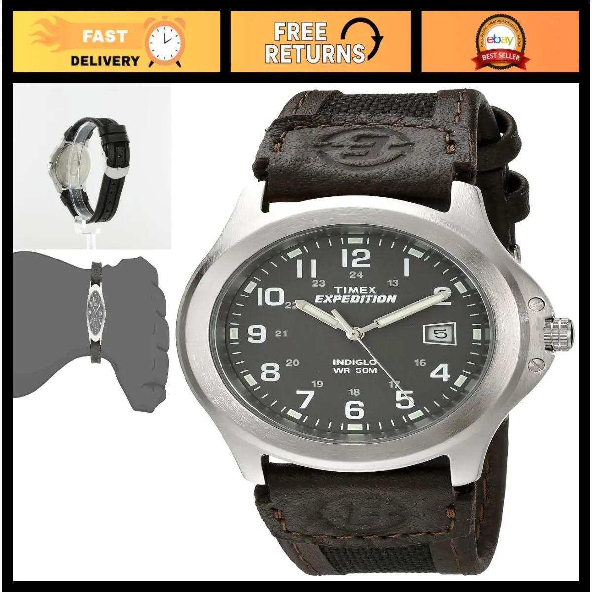 Expedition Metal Field 40mm Men`s Analog Watch Luminous Hands by Timex
