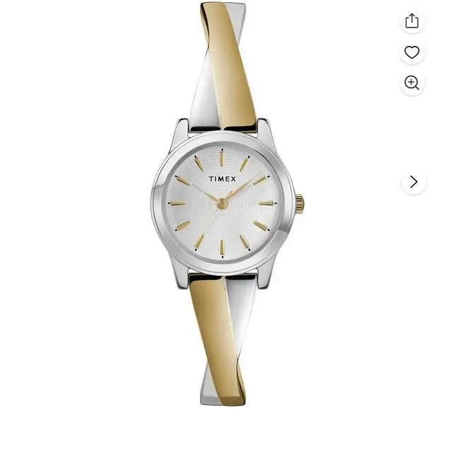 Timex Womens Watch Two Tone Silver Gold Bangle TW2R98600 Stainless Steel