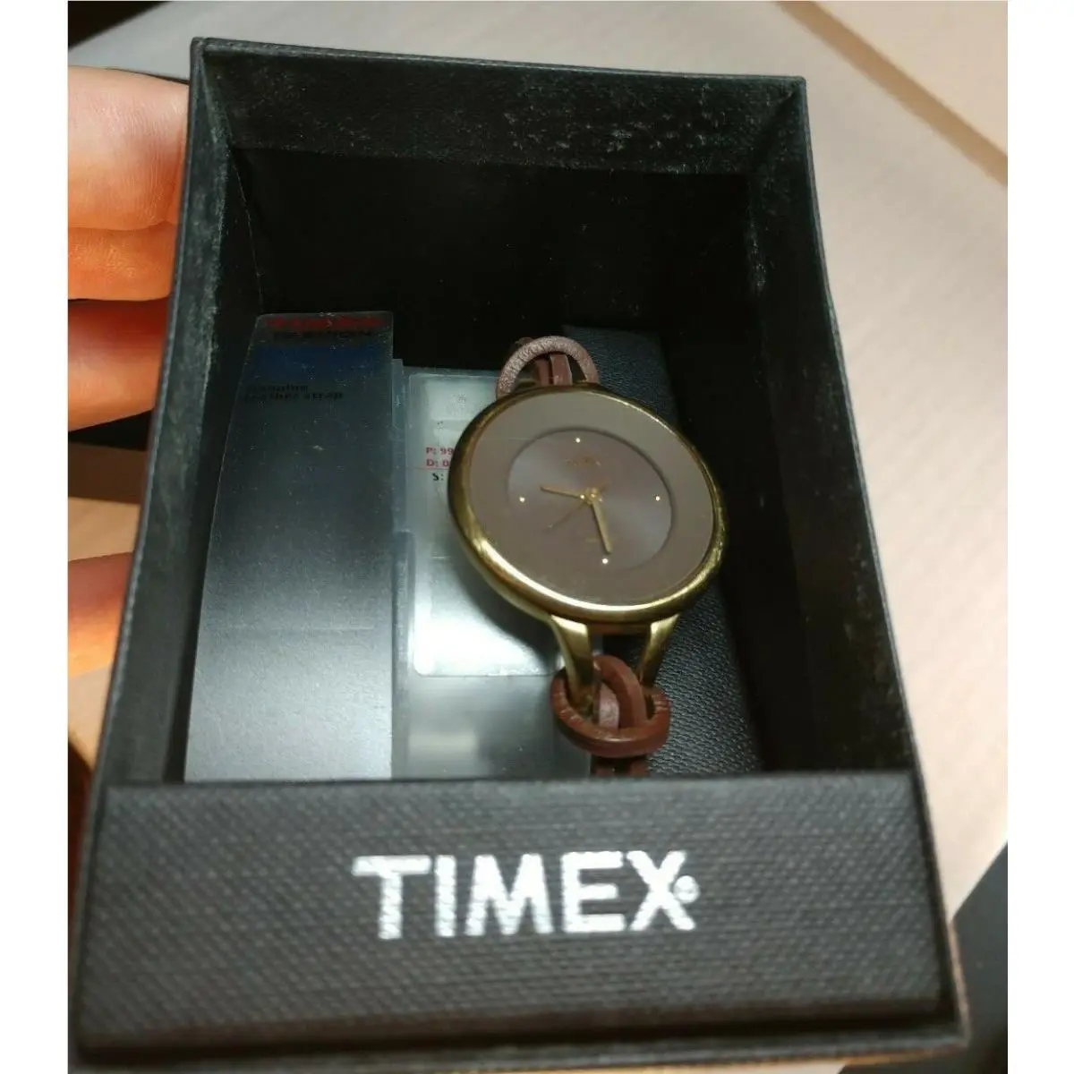 Timex Vintage Wristwatch Brown Leather Strap-new- W/track