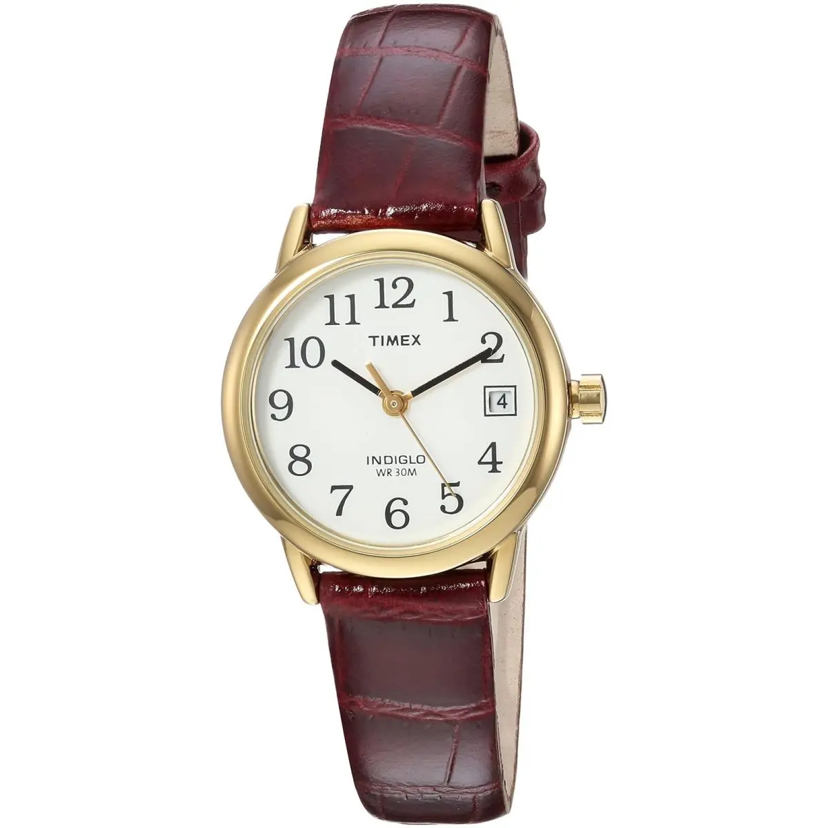 Timex Women`s Easy Reader 25mm Watch – Gold-tone 25mm Brown/gold-tone/white