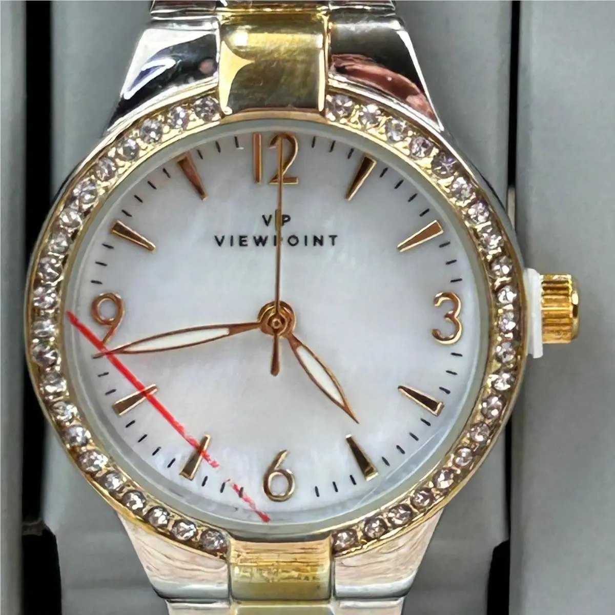 Timex Viewpoint Womens Two Tone Expansion Band Watch Crystal Bezel CC3D85800