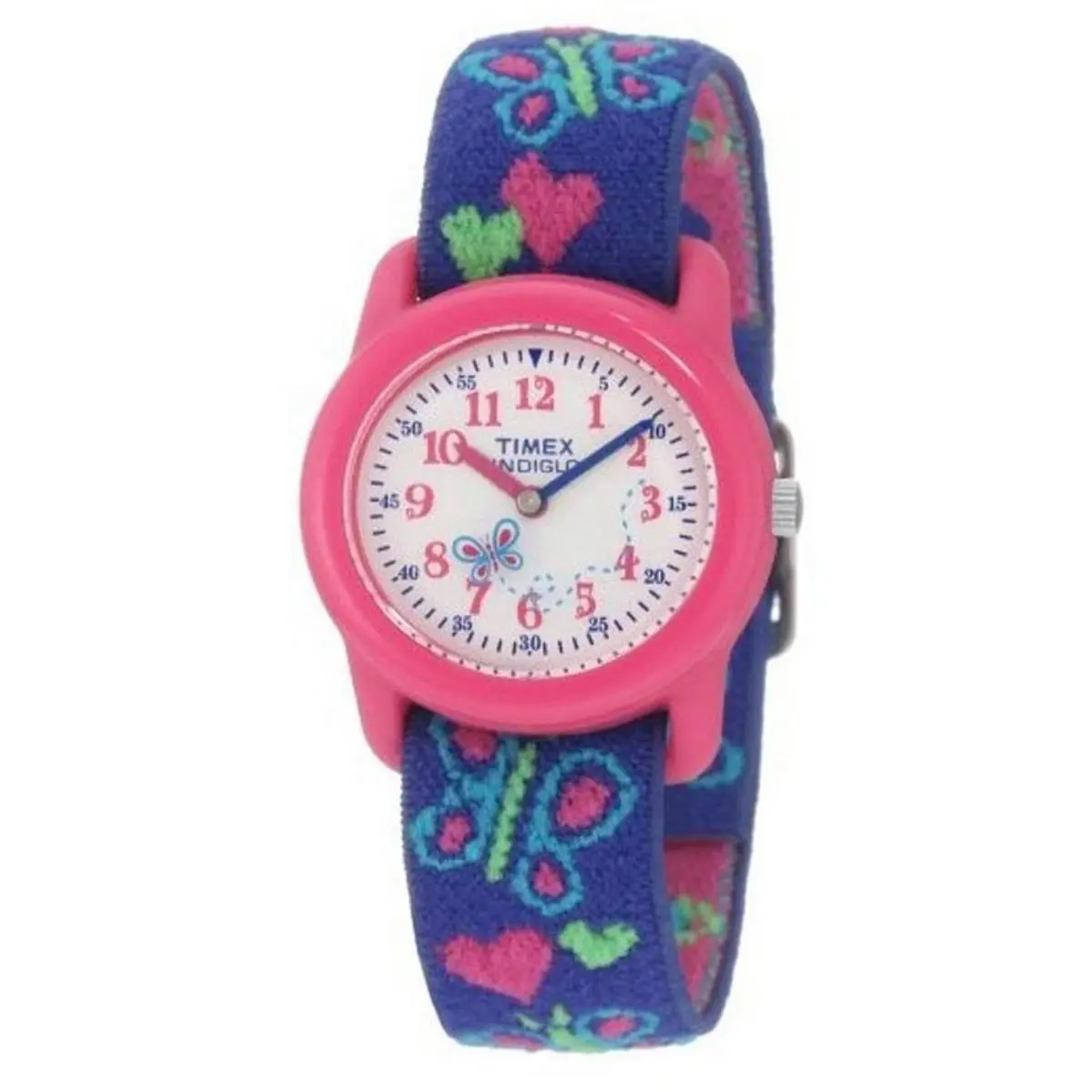 T890019J Kid`s Machines Butterfly Blue Fabric Strap Watch T89001 by Timex