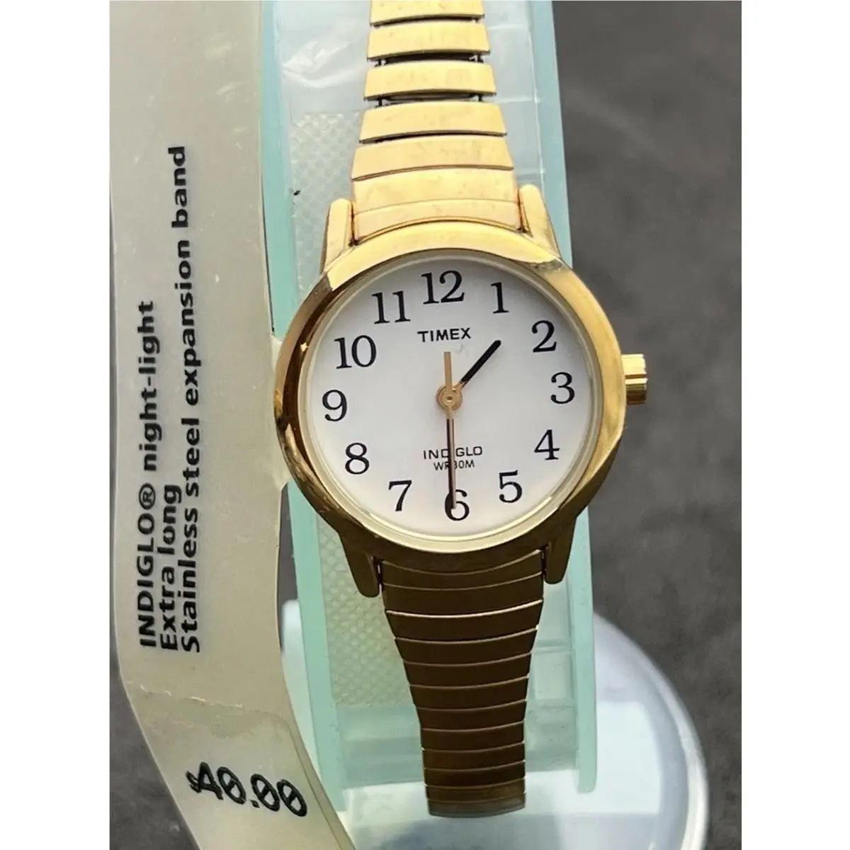 Timex Women`s 26mm Quartz Watch Steel Case White Dial Red Leather Indiglo