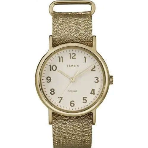 Timex Watch Weekender Metallic 38mm Gold Nylon Strap TW2R92300