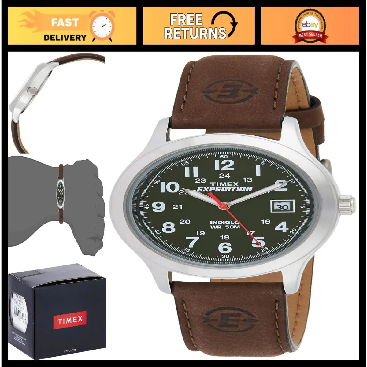 Expedition Metal Field 40mm Men`s Analog Watch Luminous Hands by Timex
