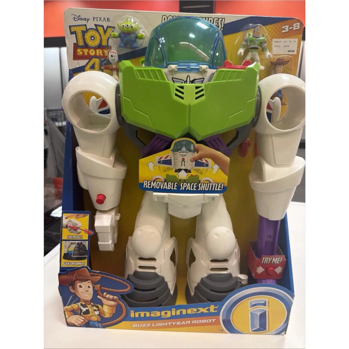 Disney Pixar Imaginext Buzz Lightyear Robot Mech Detachable Space Ship W/ 4 Figs