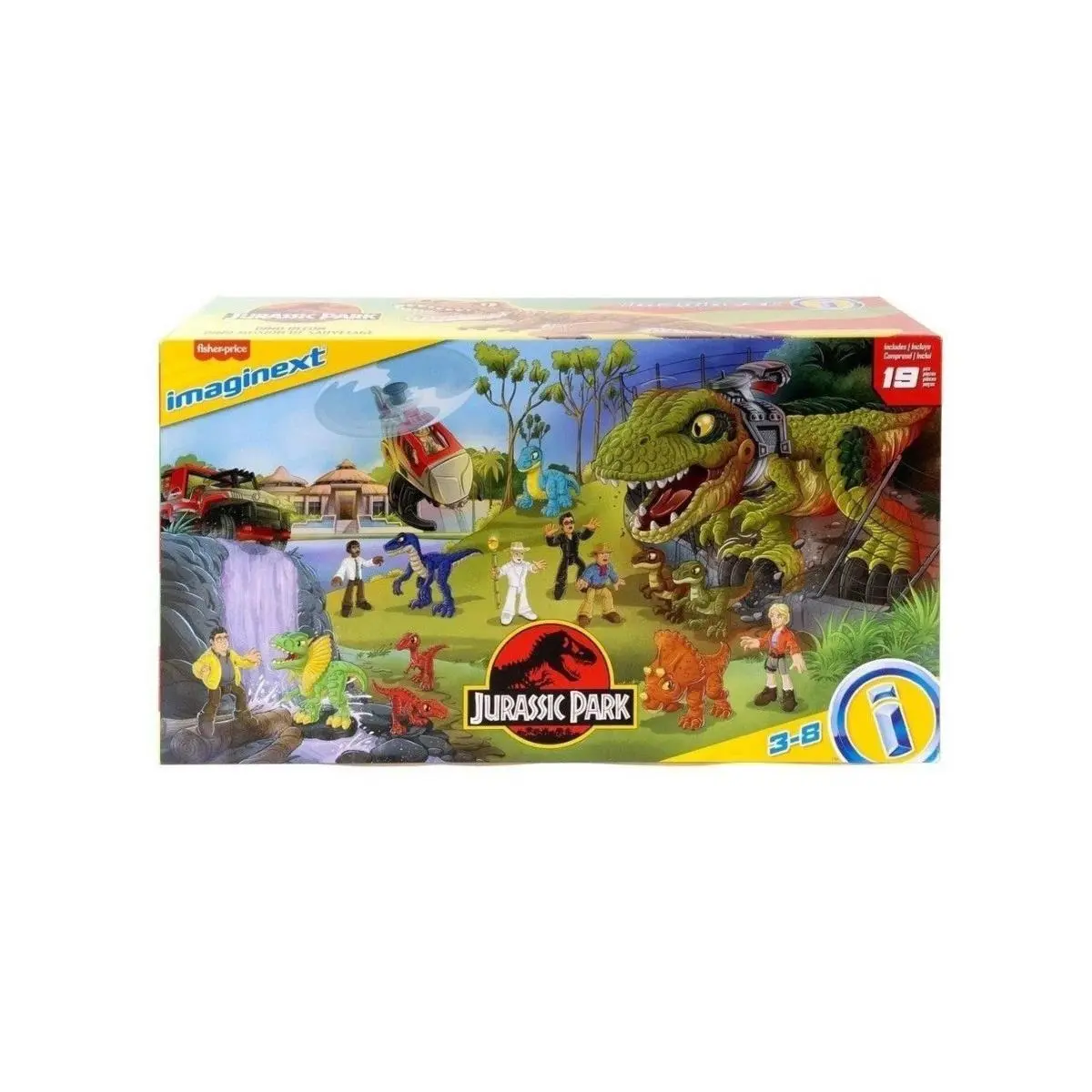 Imaginext Jurassic Park Dino Mission Recon 19pc Set T. Rex Figures Vehicles
