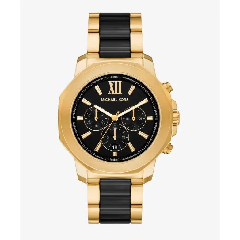 Michael Kors Prescott Gold-black Tone 44mm Ceramic Men`s Watch MK9279