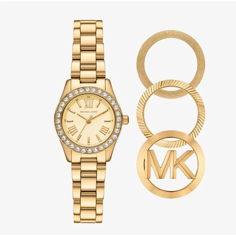Michael Kors Lexington Brushed Gold-tone Women`s Watch Set MK7659SET