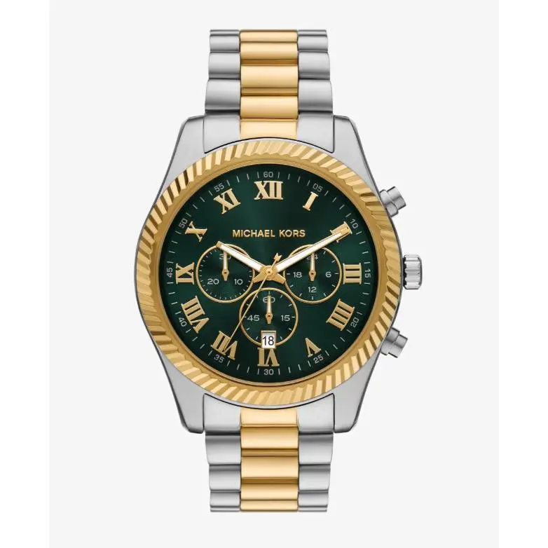 Michael Kors Lexington Oversized 45mm Chronograph Green Dial Men`s Watch MK9277