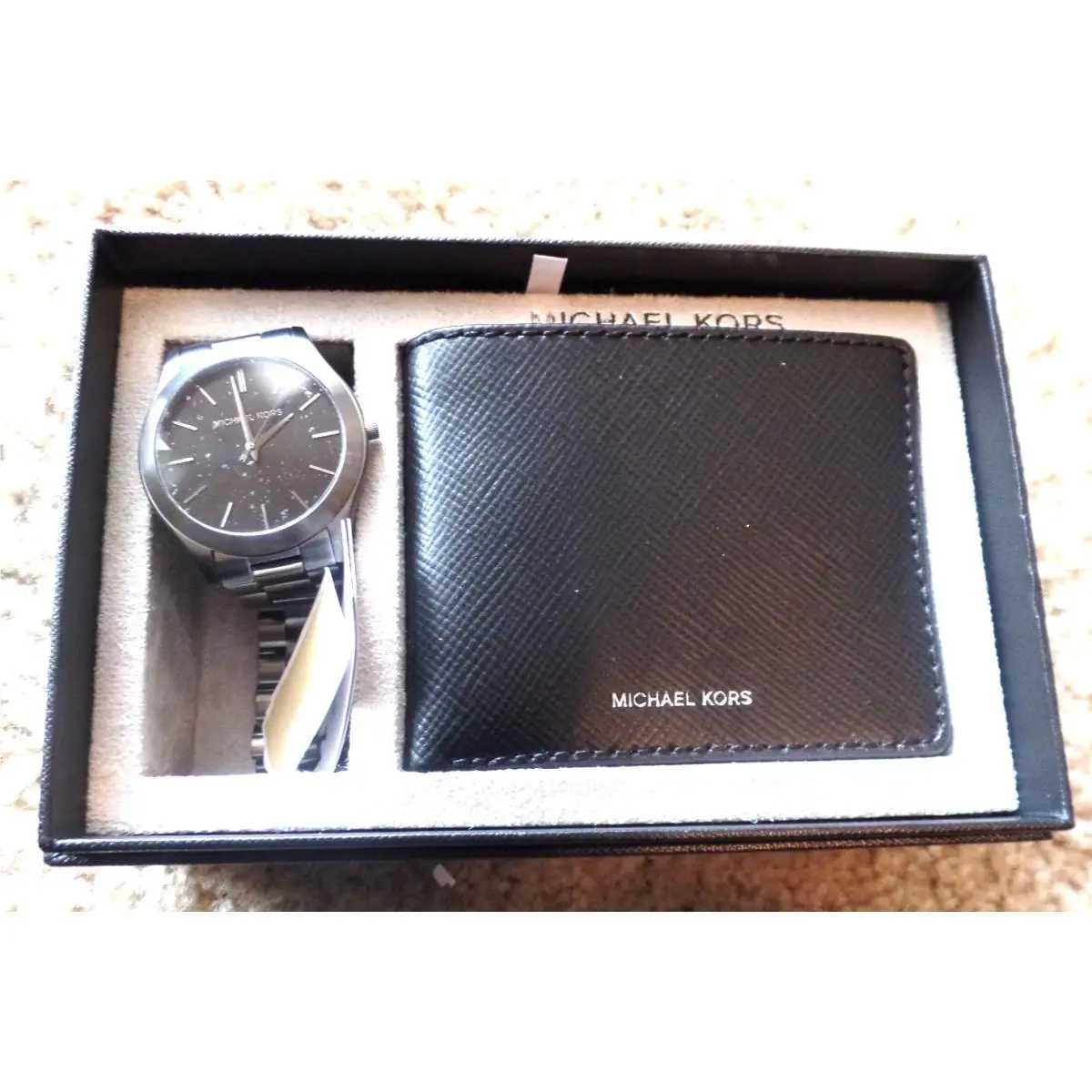 Men`s Michael Kors Watch Wallet Set Black/silver