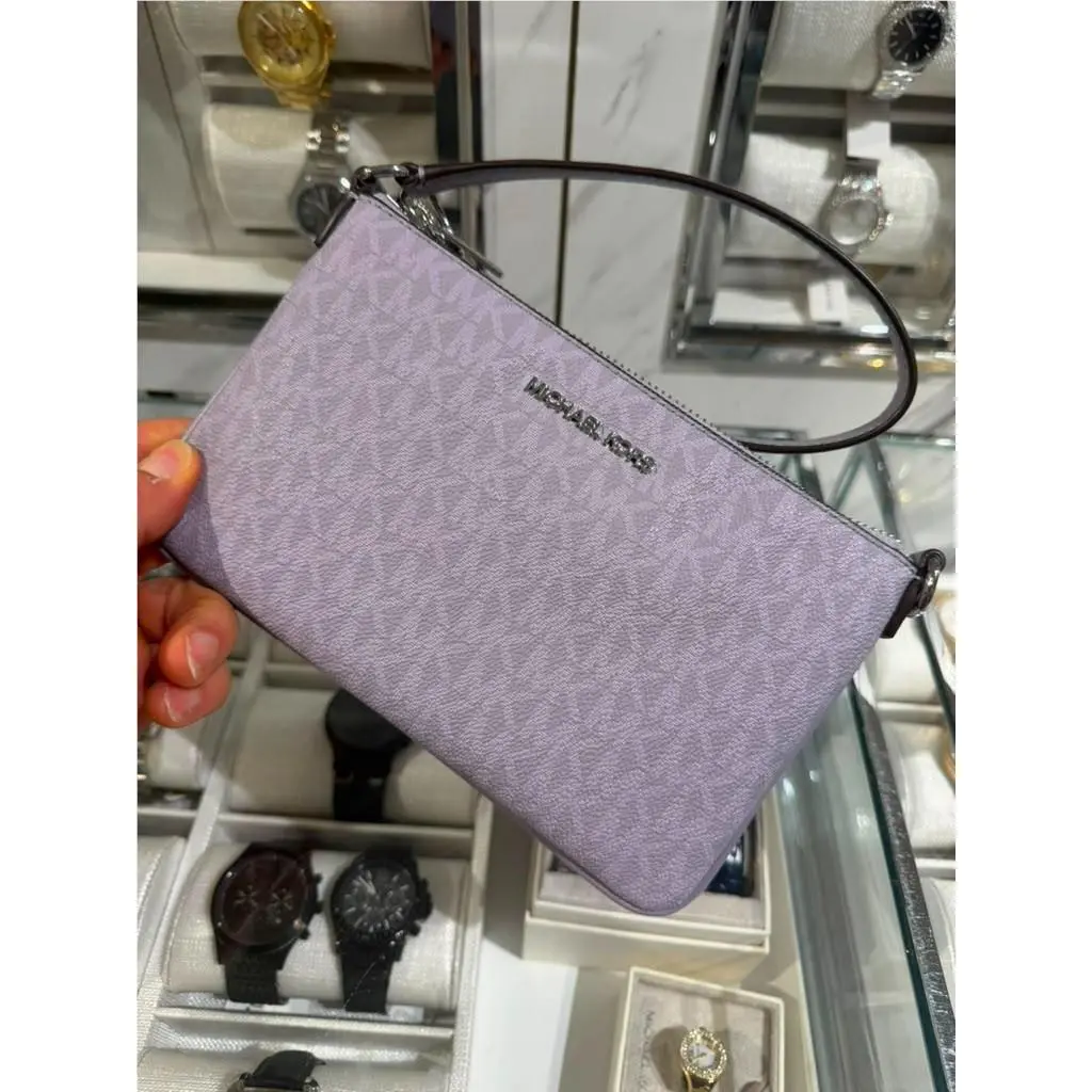 Michael Kors Lady Small MK Signature Convertible Wristlet Lilac Wallet Wristlet