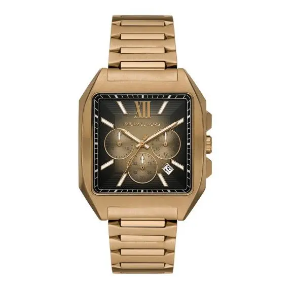 Michael Kors Hayes Oversized Beige Gold 40mm Square Sport Men`s Watch MK9282