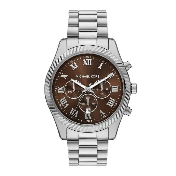 Michael Kors Lexington Oversized 45mm Chronograph Brown Dial Men`s Watch MK9278