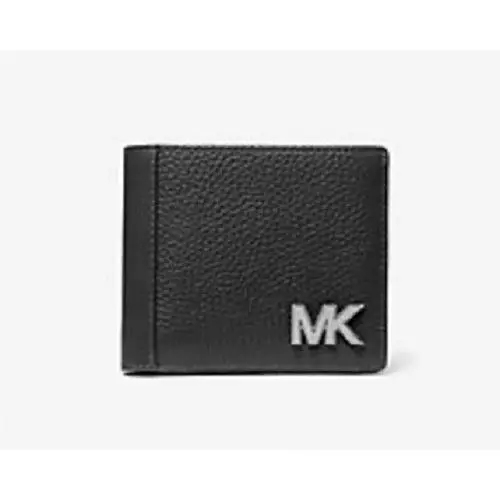 Men’s Michael Kors Hudson Bifold Wallet Silver Tone MK Design No Box 39S3LYTF1L