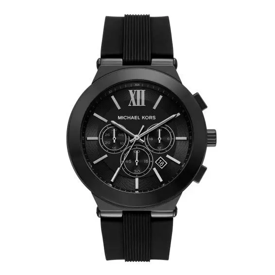 Michael Kors Billie Black Dial Silicon Strap 44mm Quartz Men`s Watch MK9285