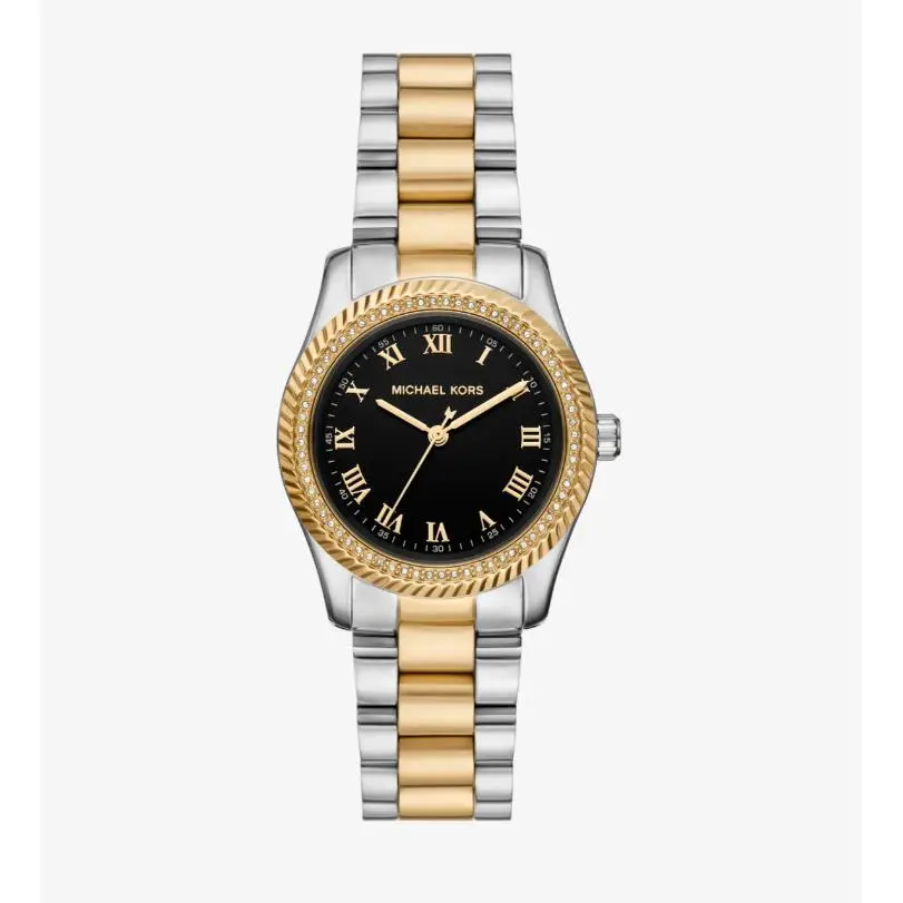 Michael Kors Lexington Two-tone Black Dial Gold 33mm Women`s Watch MK7625