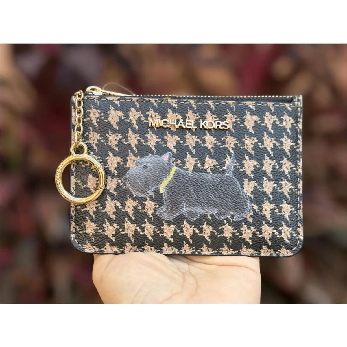 Jet Set Travel SM Coin Pouch ID Key Holder Wallet Black/camel by Michael Kors