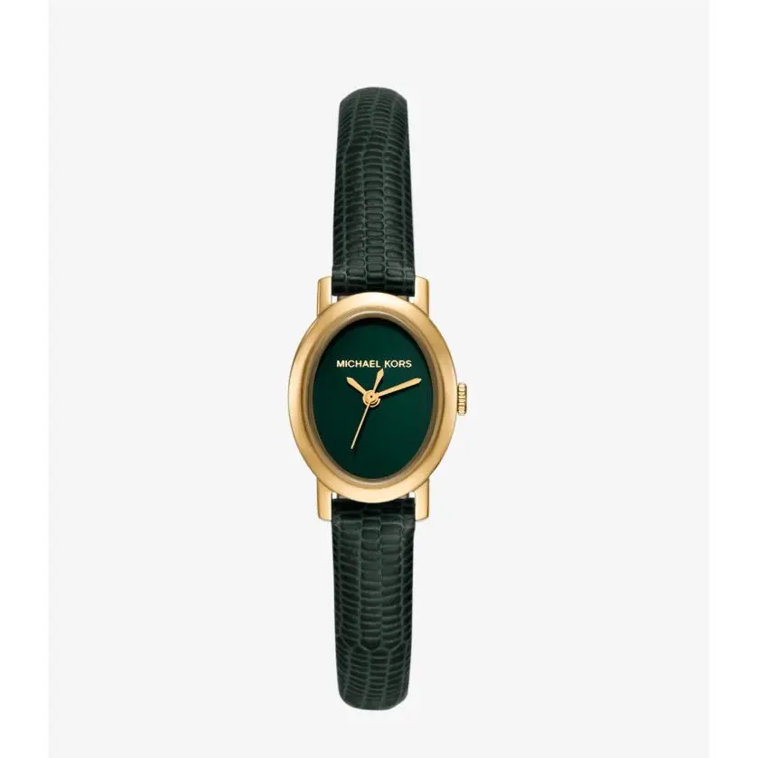 Michael Kors Maude Green Dial Strap Oval 24MM Women`s Watch MK7633