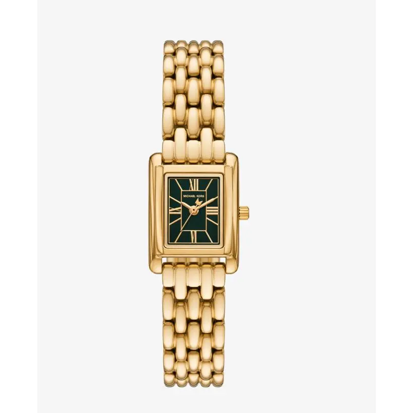 Michael Kors Essex Gold Green Dial Rectangular 24MM Women`s Watch MK7632
