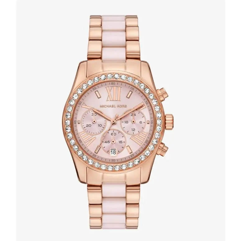 Michael Kors Lexington Rose Gold Pink Tone 38mm Women`s Watch MK7637