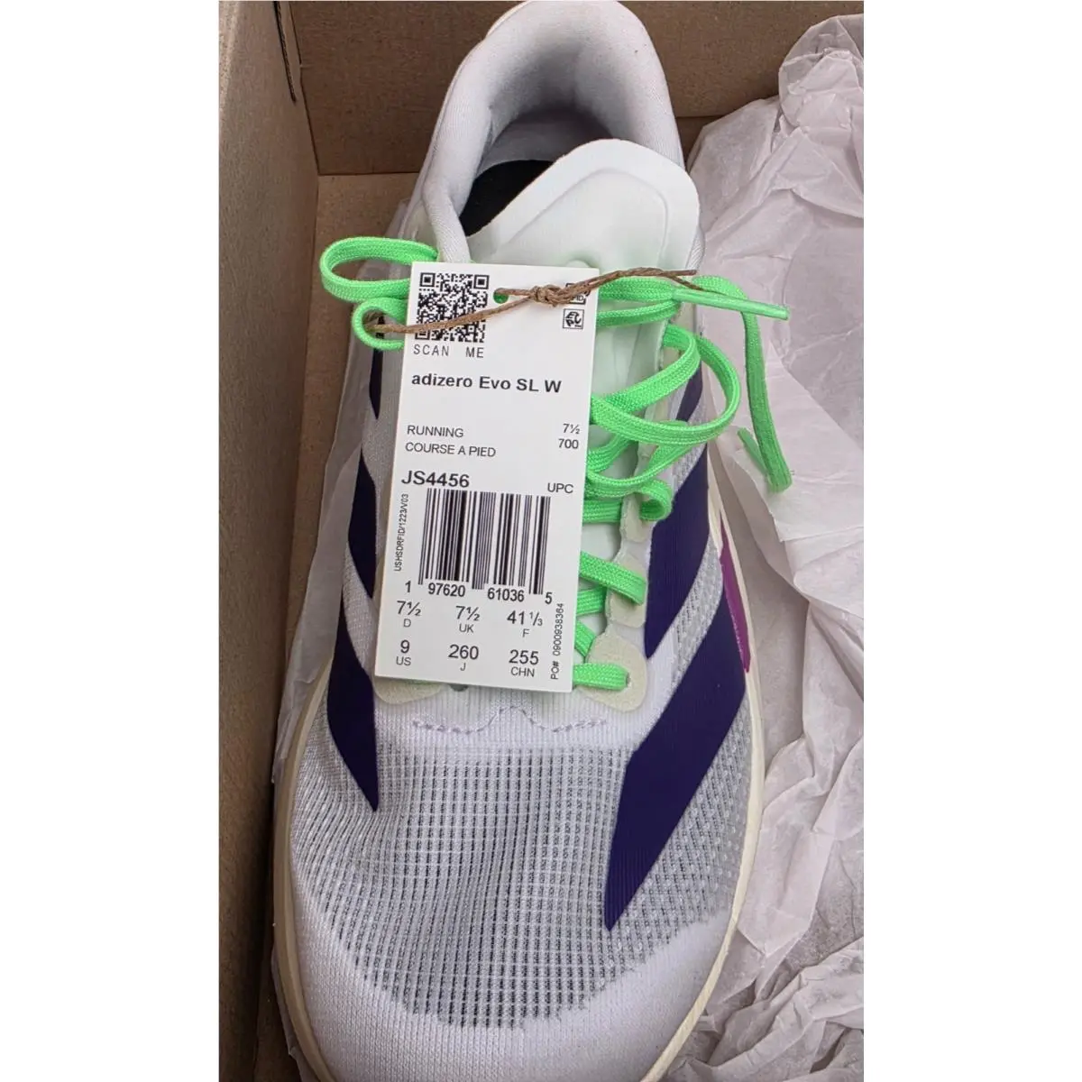 Adidas shoes - adidas Adizero Evo SL - Adizero Evo - JS4456 - White, way: FTWR White/Collegiate Purple/Purple Burst 5