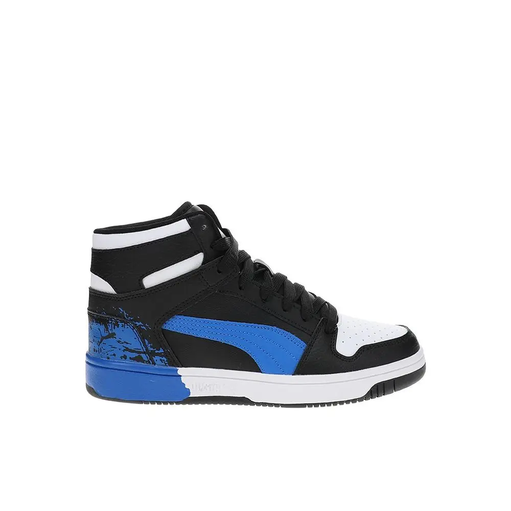 Puma Rebound Layup Rcl Scruff Reverse High Top Youth Boys Black Blue Sneakers