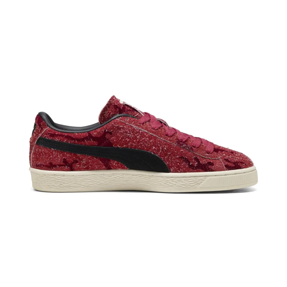 Puma Suede Flock 40691902 Mens Red Suede Lace Up Lifestyle Sneakers Shoes