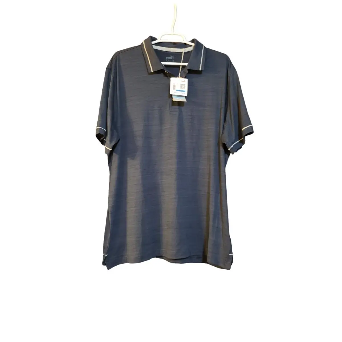 Puma SE Polo Puma Way 1 Navy Blue Cotton Men`s Size XL 50+ Upf Soft