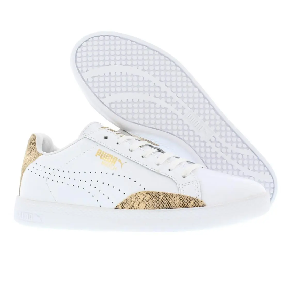 Puma Match Low Snake Print Womens Shoes Size 8 Color: White/gold