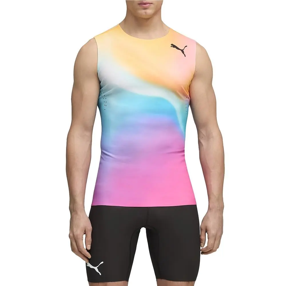 Puma clothing - PUMA Race Day Track  Field  Crew Neck Athletic Tank Top - 60782801 - Blue, Orange, Pink (UPC: 199260212589) 1