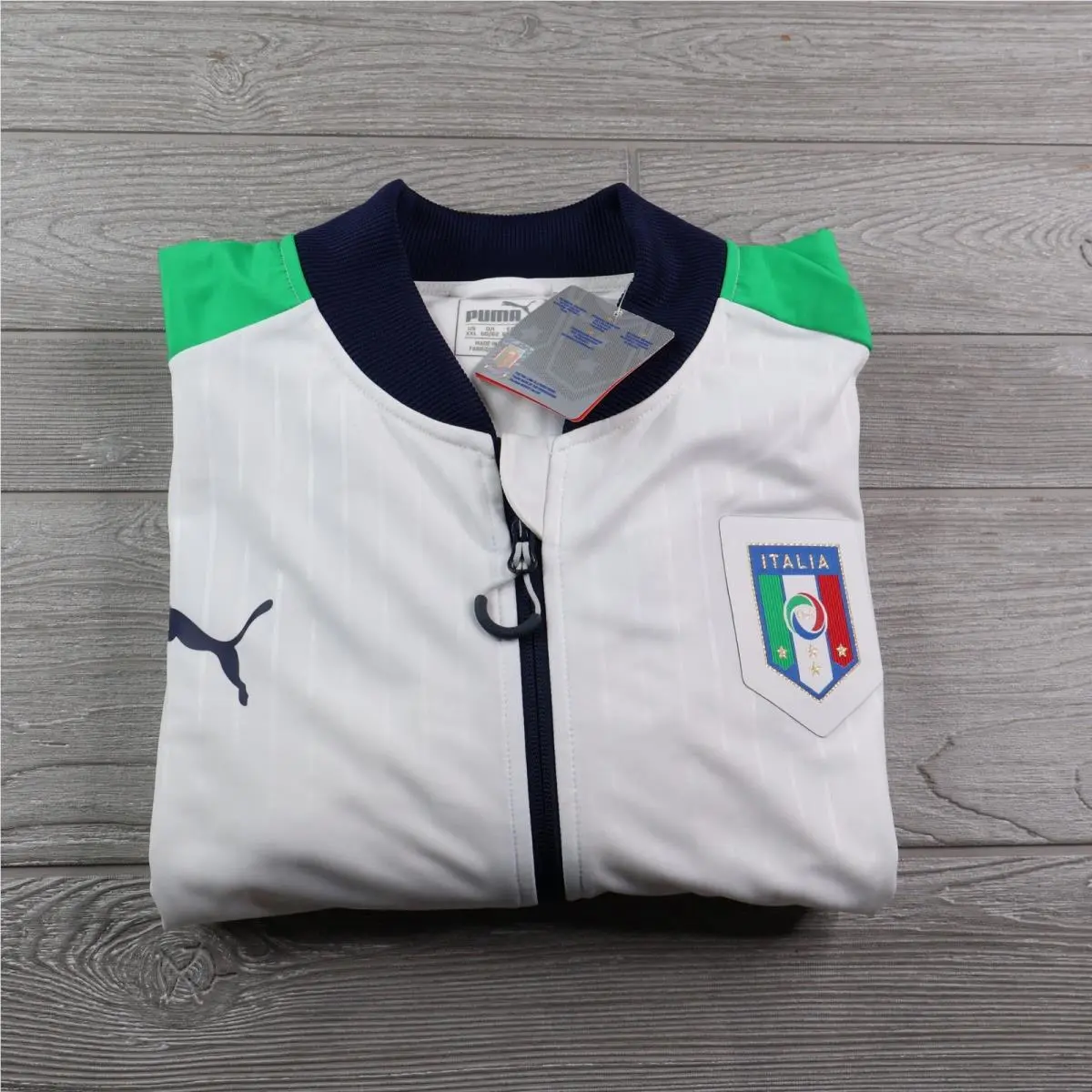 Figc Italy Stadium Jacket White Soccer Track Zip Men`s Xxl 2XL by Puma