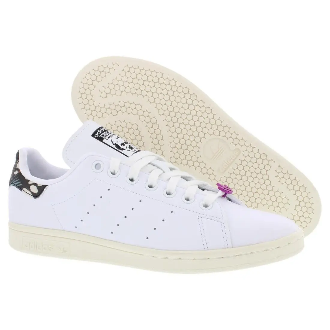 Adidas Stan Smith Leather Womens Shoes Size 7.5 Color: Off White/shock Purple