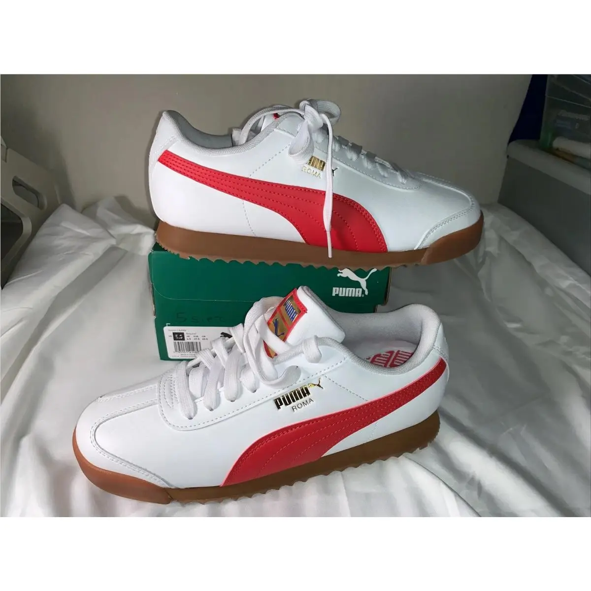 Puma shoes - Puma Roma Rwb Lace Up  Youth - 38834201 - White (UPC: 0195551414823) 6