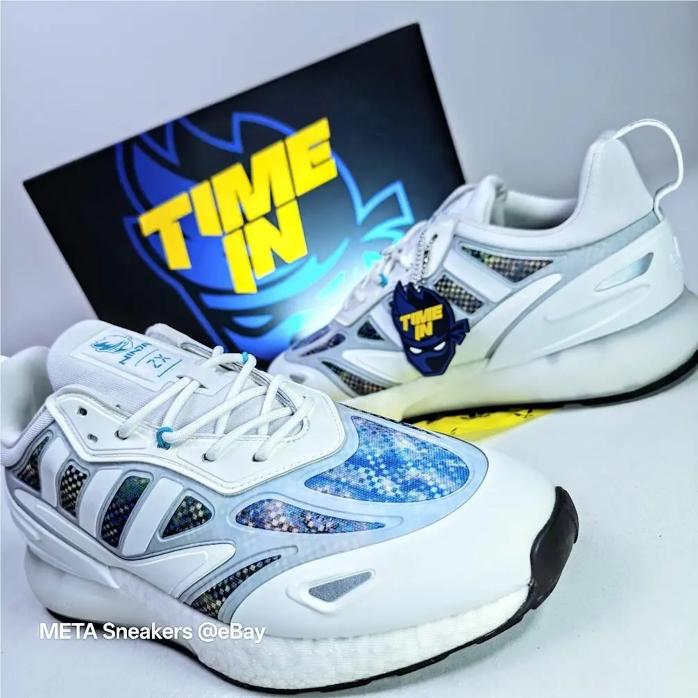 Adidas US 9 Men`s White Blue Grey Retro ZX 2K Boost Rare Ninja Collab GZ3745