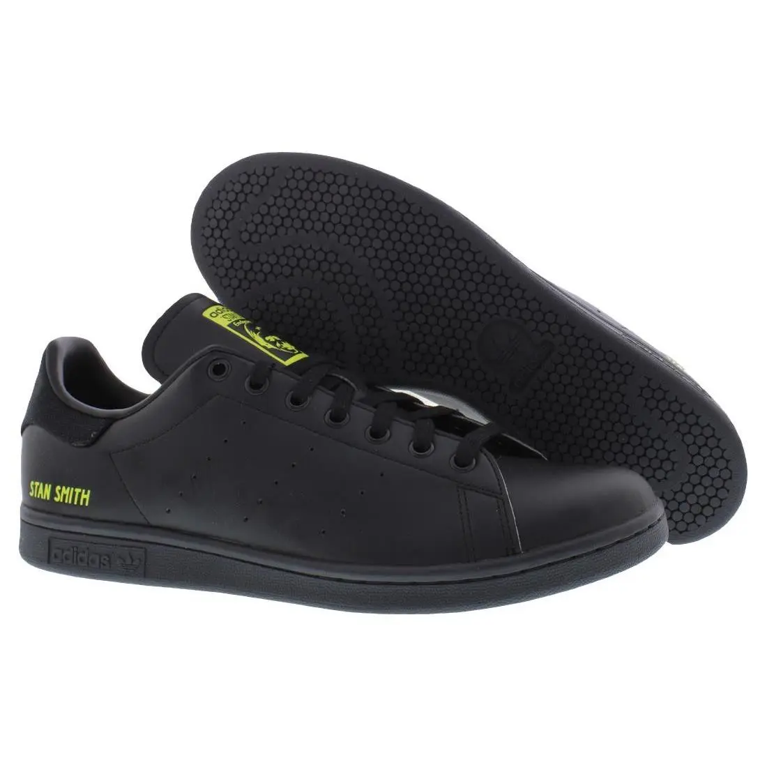 Adidas Stan Smith Leather Mens Shoes Size 10.5 Color: Black/semi Solar Yellow