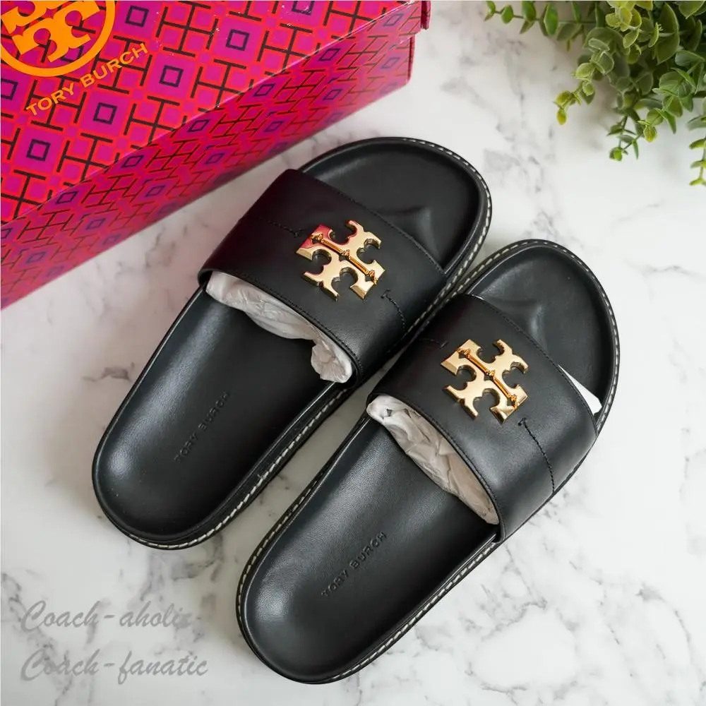 Tory Burch Everly Anatomic Lug Nappa Leather Slide Sandal