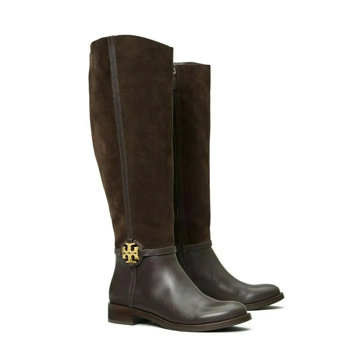 Tory Burch Miller 25MM Leather / Suede Women`s Boots Corvino 6.5M Dark Brown