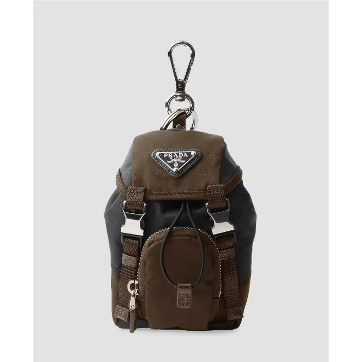 Re-nylon Micro Backpack Keychain Bag Charm Trick Olive Green Black 2TT116 by Prada