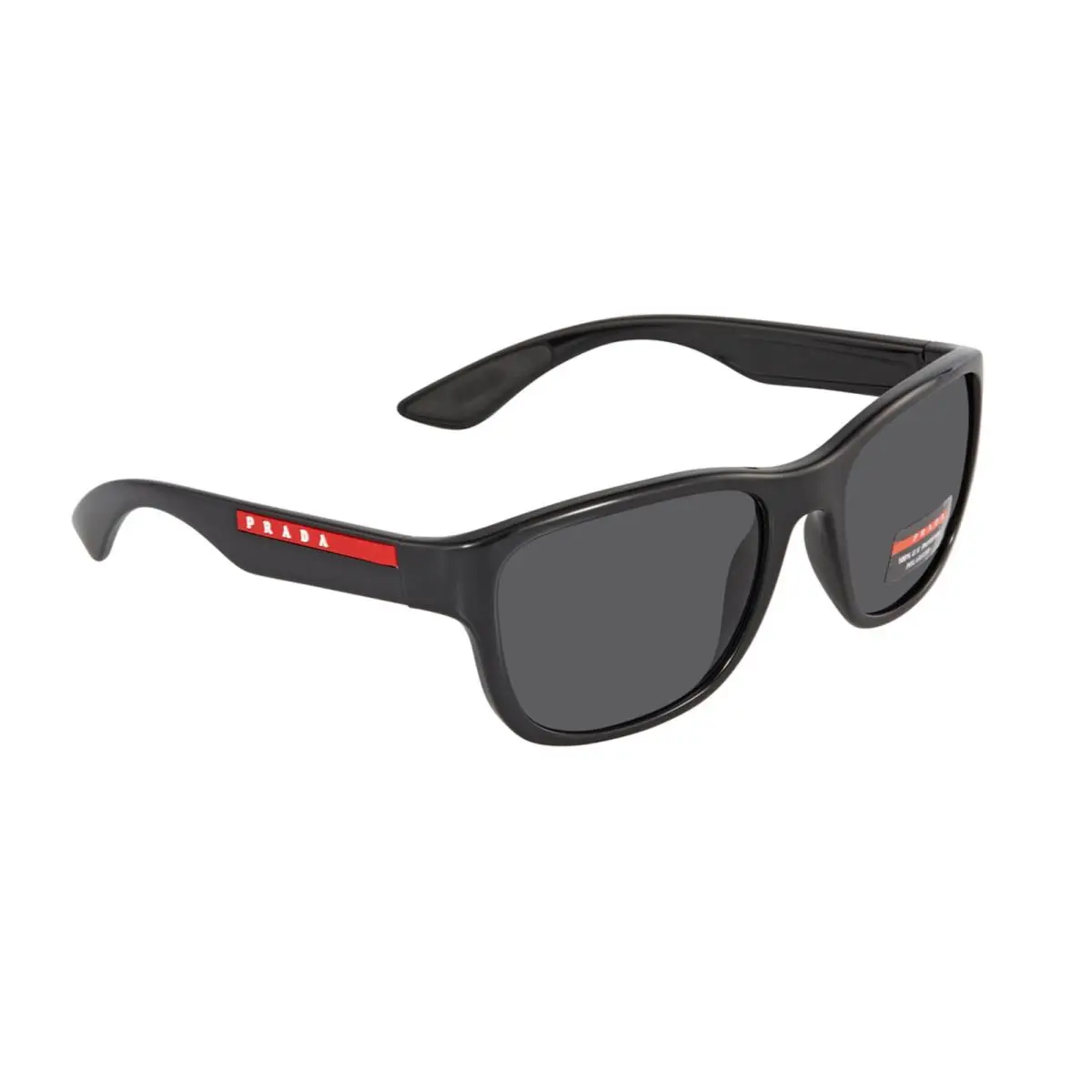 Prada Polarized Black Sunglasses Square Red Stripe PS01US 1AB5Z1 55