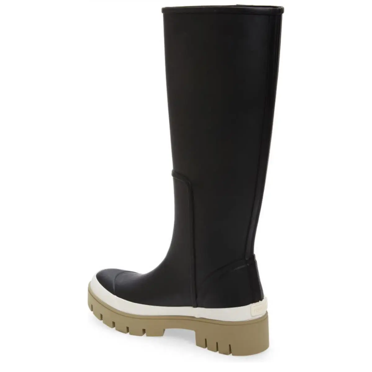 Tory Burch Hurricane Black Tall Pull-on Platform Rain Rubber Boots US Size 9
