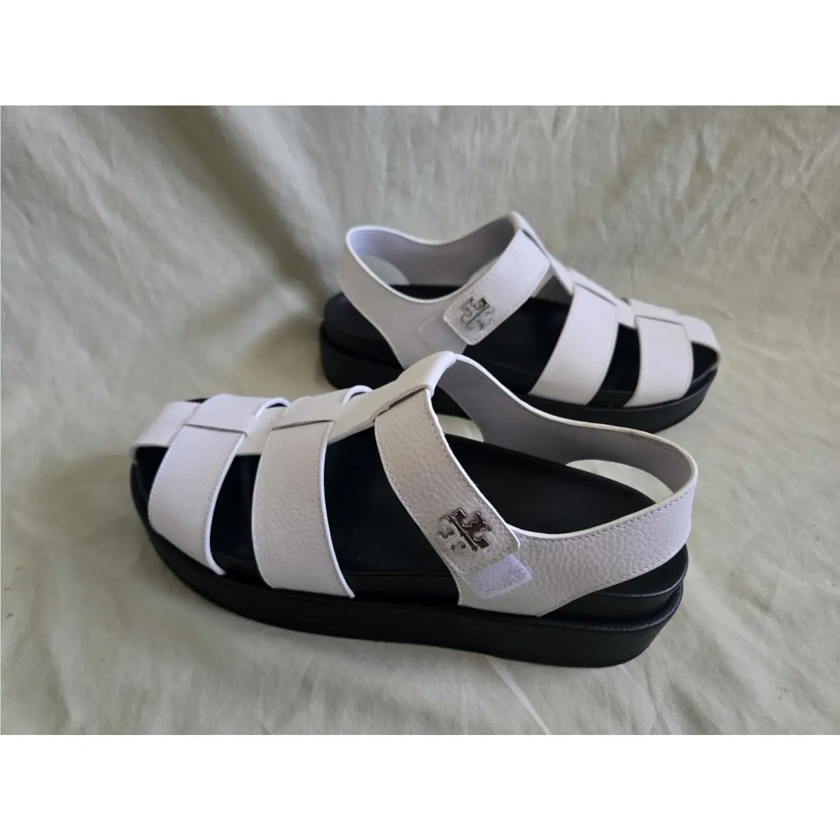 Tory Burch Kira Fisherman Sport Sandals in White Size 10