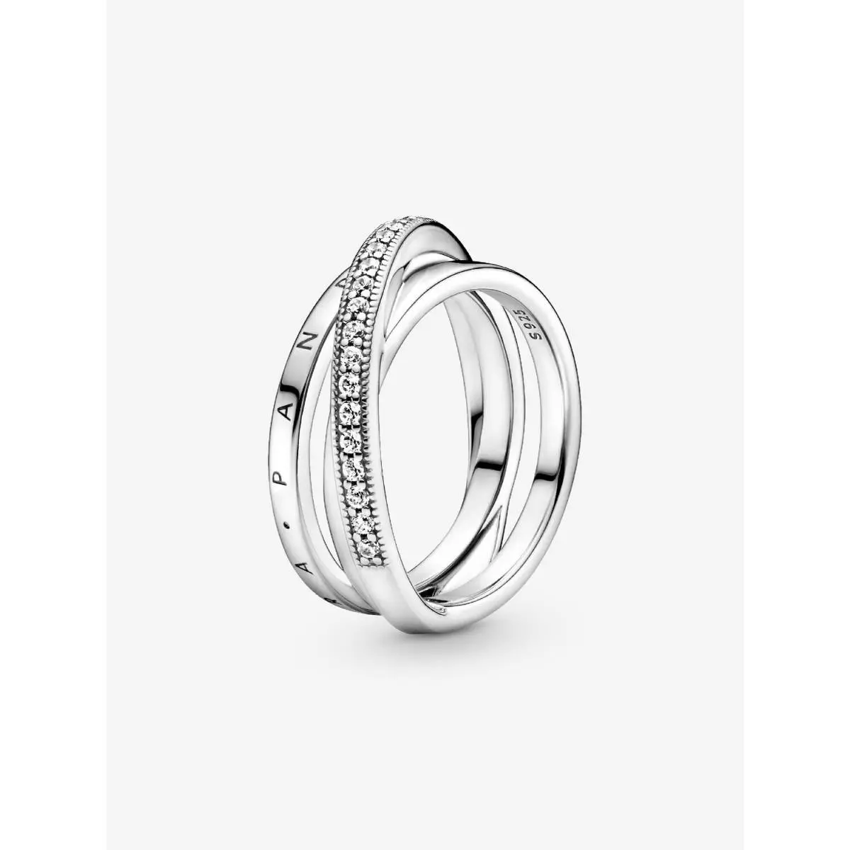 Crossover Pavé Triple Band Ring-199057C01-50 by Pandora