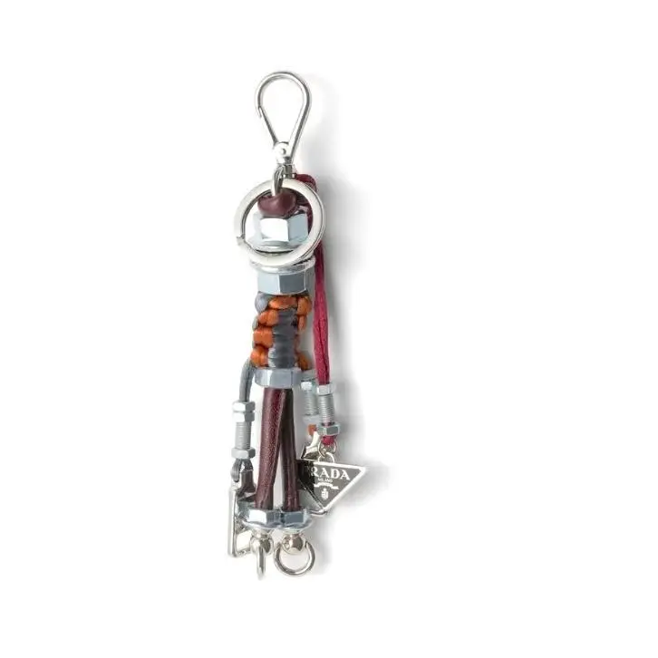 Prada Robot Leather and Metal Key Ring Bag Charm Trick 1TT291