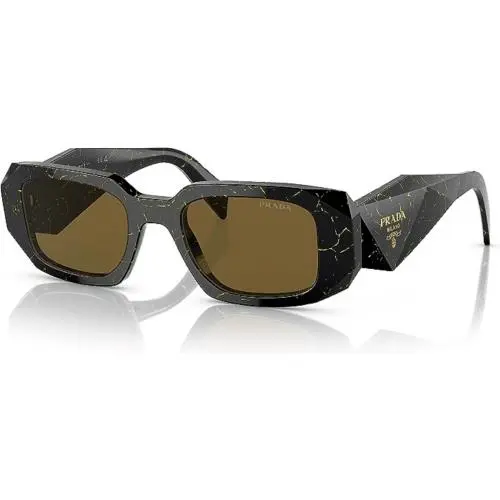 Prada PR 17WS 19D01T Black Marble Dark Brown Women`s 49 mm Sunglasses