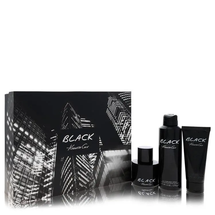 Kenneth Cole Black 3.4 oz Edt Spray 3-Piece Fragrance Gift Set For Men